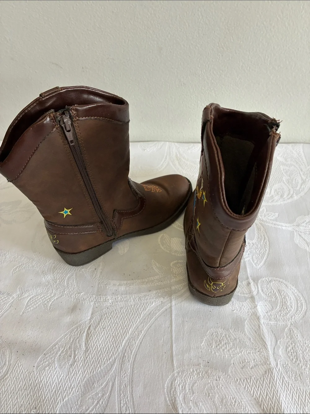 Disney Brown Kids Cowboy Boots with Woody Graphic